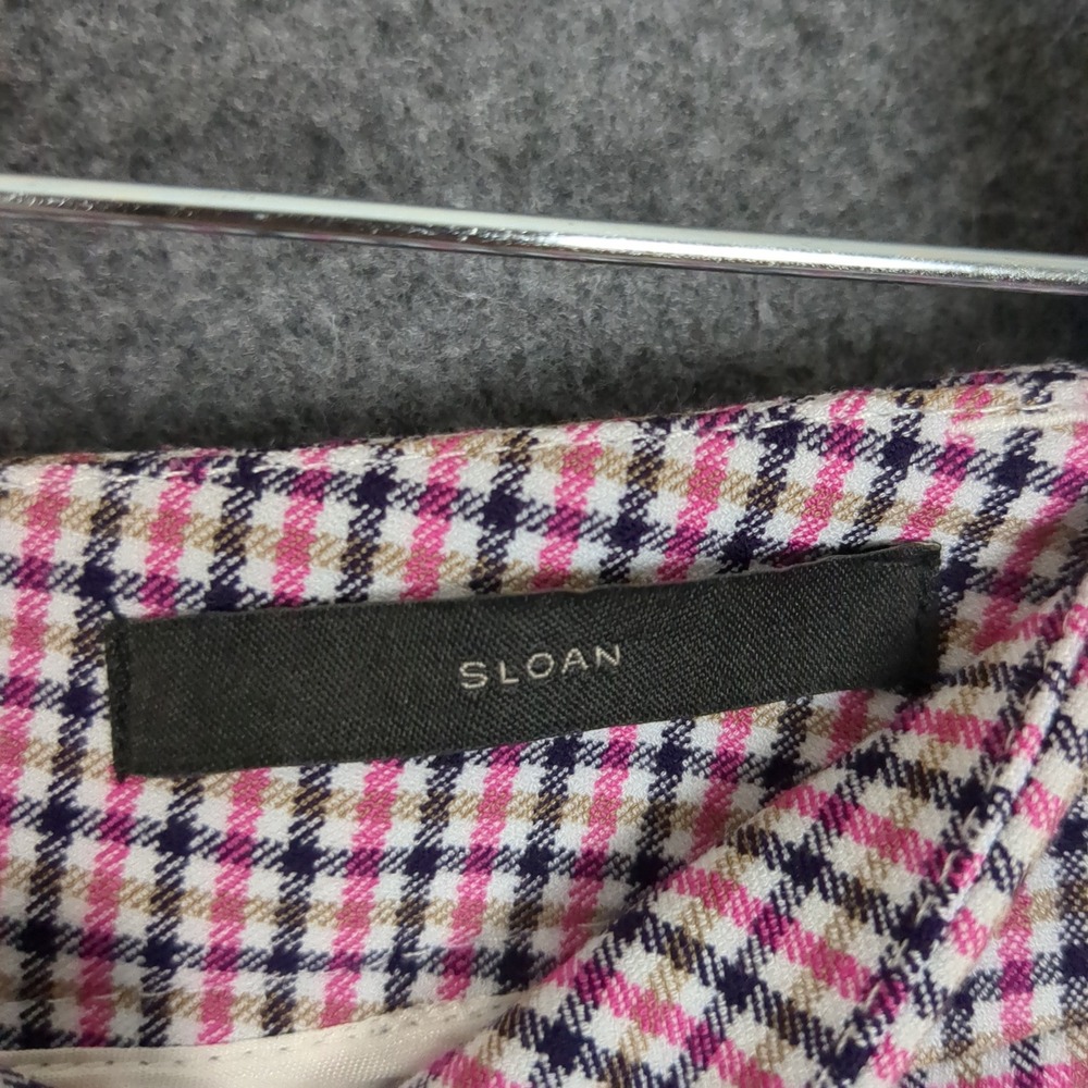 Banana Republic Sloan Skinny Pants Womens 2‎ Pink Navy Gingham Plaid Zip Pocket - Picture 10 of 15